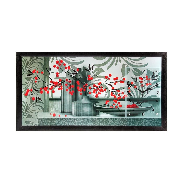 Часы-картина настенные "Красные ягоды", 50х100 см микс