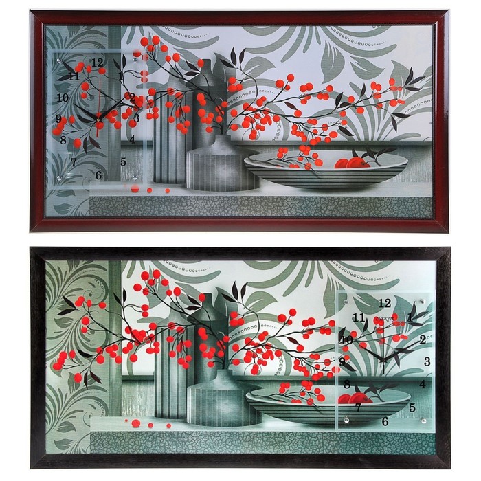 Часы-картина настенные "Красные ягоды", 50х100 см микс