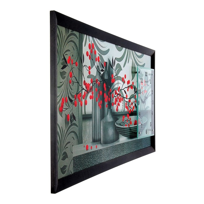 Часы-картина настенные "Красные ягоды", 50х100 см микс
