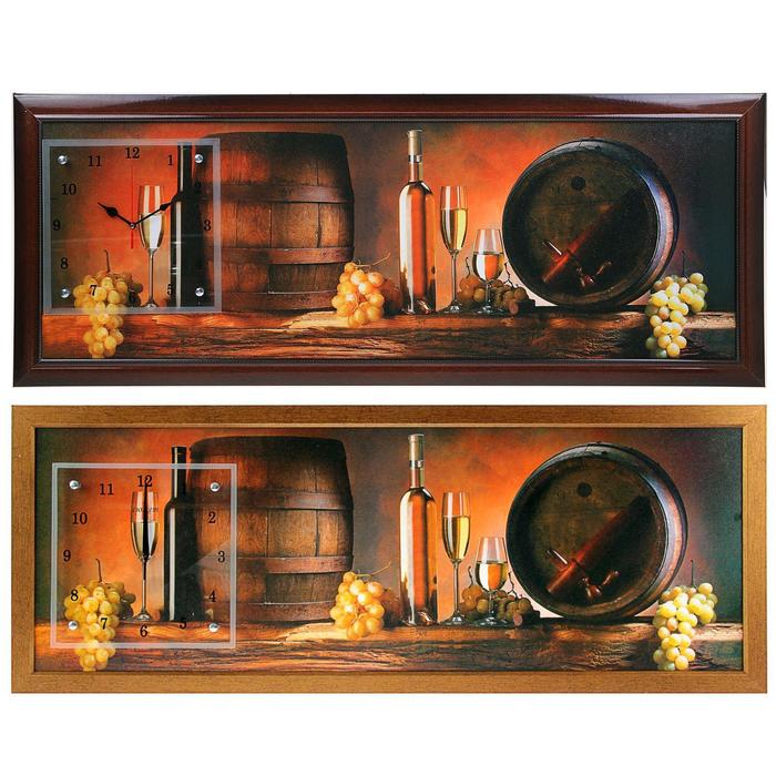 Часы-картина настенные "Винные бочки", 35х100 см микс
