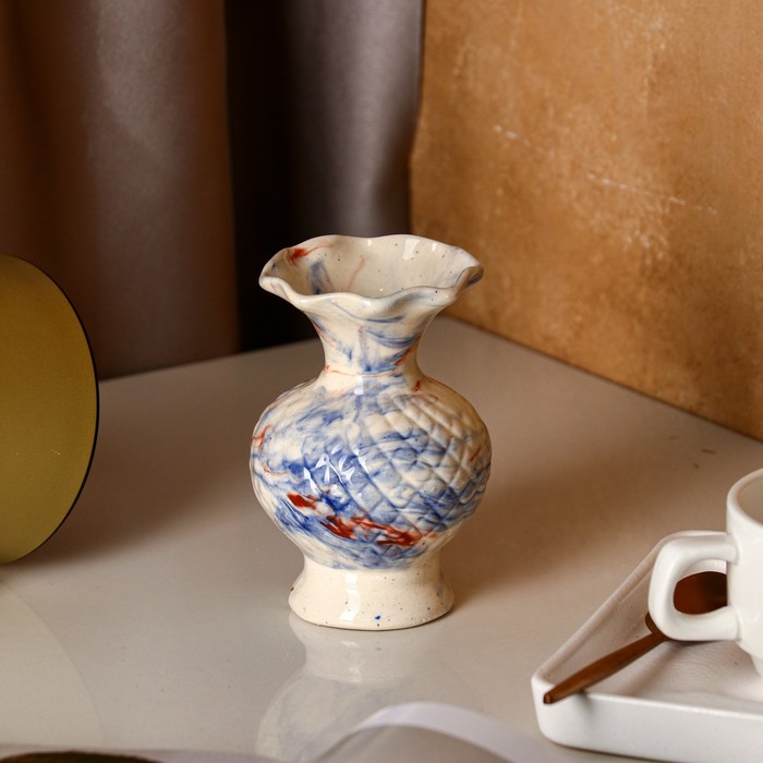 Ваза "Фонтан" средняя, малахит, микс