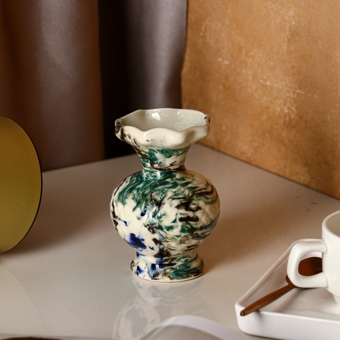 Ваза "Фонтан" средняя, малахит, микс