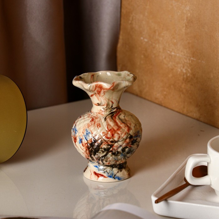 Ваза "Фонтан" средняя, малахит, микс