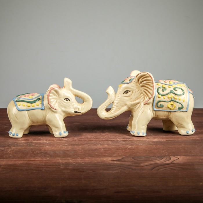 Набор сувениров "Слоны" (7 предметов), лепка, цветные