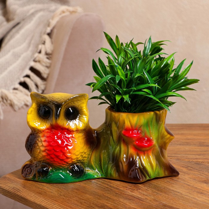 Фигурное кашпо "Сова" микс