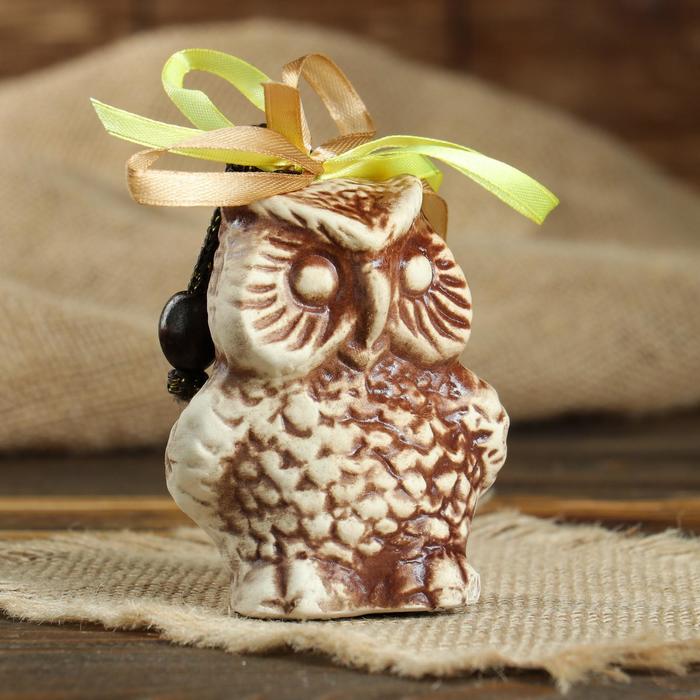 Оберег "Сова-колокольчик" шамот, микс