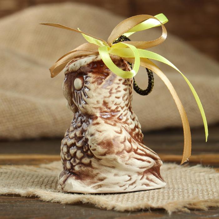 Оберег "Сова-колокольчик" шамот, микс