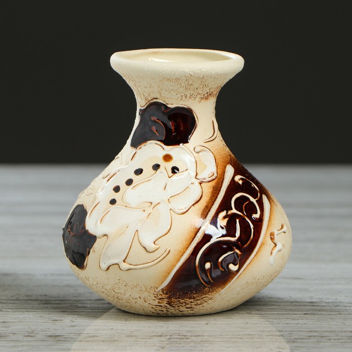 Ваза "Луковица" малая, шамот, глазурь, микс