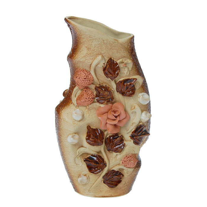 Ваза "Сатурн" малая, лепка, цветы, микс