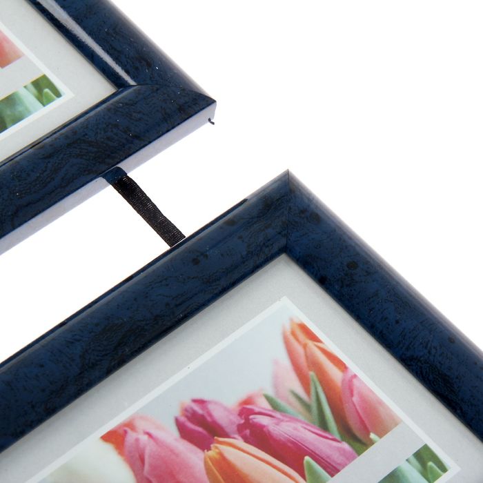 Фоторамка для 2-х фото 10х15 см "Двойная на тесьме" голубая