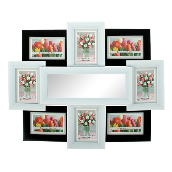 Фоторамка 8 в 1 "Шашки" 10х15 см + зеркало 10x30 см в коробке