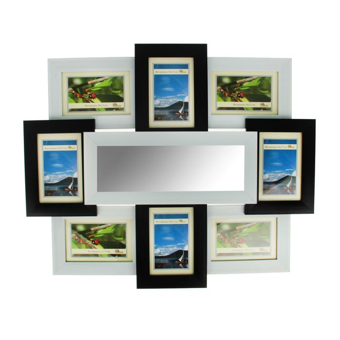 Фоторамка 8 в 1 "Шашки" 10х15 см + зеркало 10x30 см в коробке