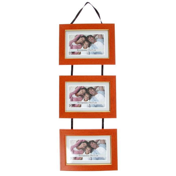 Фоторамка "Тройная тесьма", вишня, 10х15 см