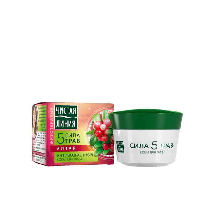 Крем дневной для лица Чистая линия "Сила 5 трав" антивозрастной, 45 мл