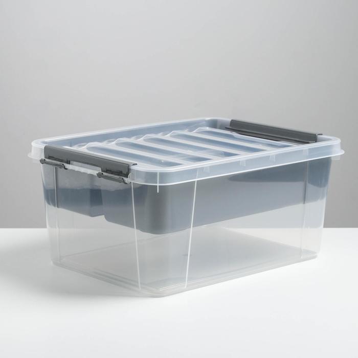 Контейнер для хранения 15 л "Профи" прямоугольный с крышкой и вкладышем, цвет МИКС