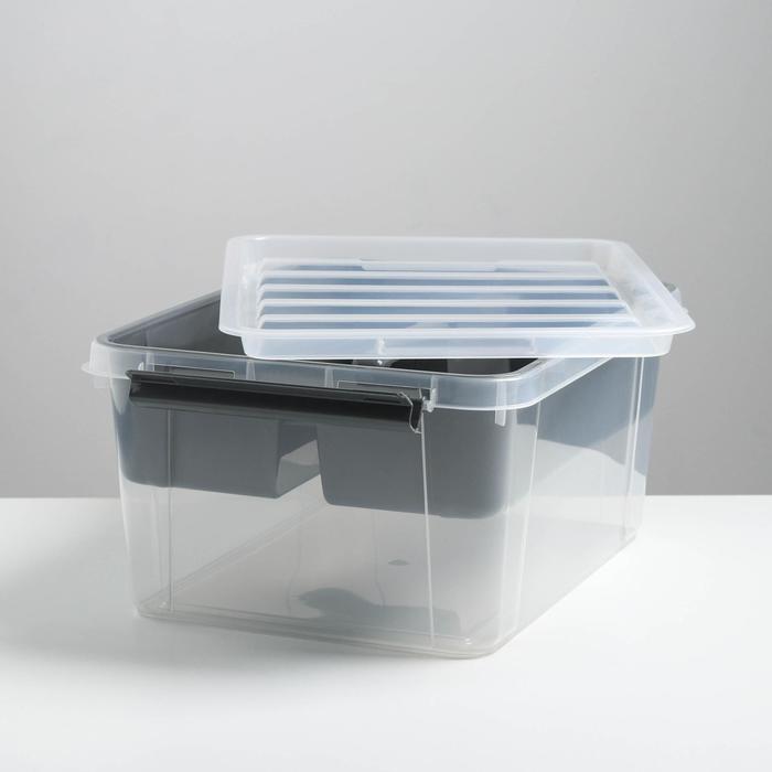 Контейнер для хранения 15 л "Профи" прямоугольный с крышкой и вкладышем, цвет МИКС