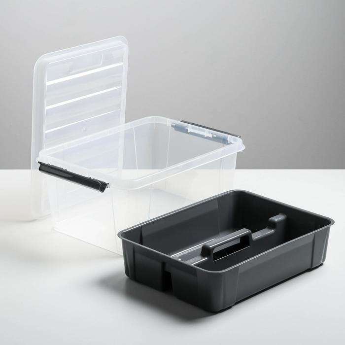 Контейнер для хранения 15 л "Профи" прямоугольный с крышкой и вкладышем, цвет МИКС