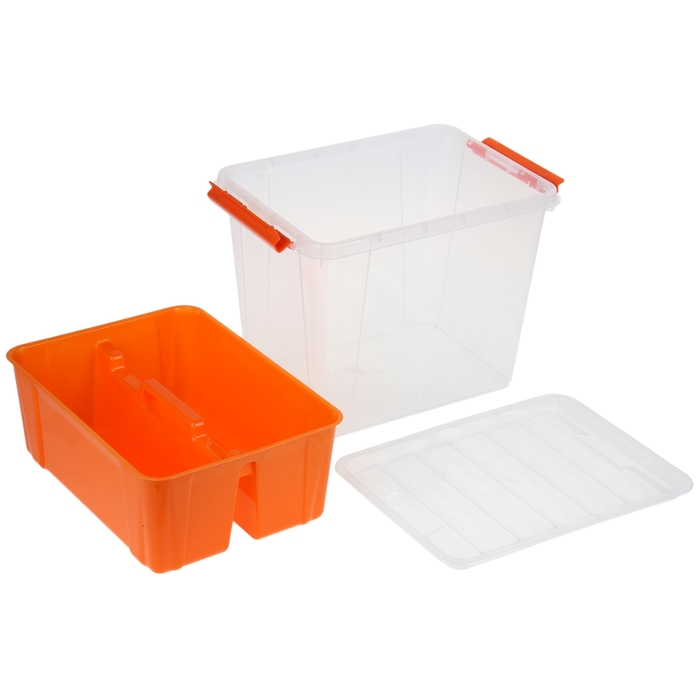 Контейнер для хранения 25 л "Профи" прямоугольный с крышкой и вкладышем, цвет МИКС