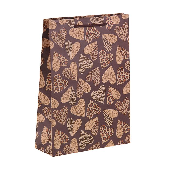 Пакет крафт "Сердца", 24 х 33 х 8 см