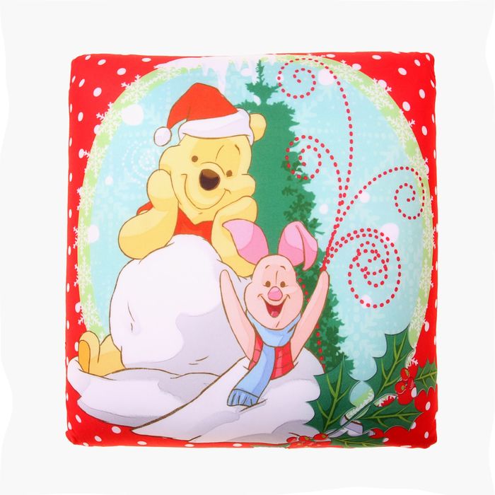 Подушка антистресс новогодняя "Винни и его друзья", размер 30х30 см, трикотаж