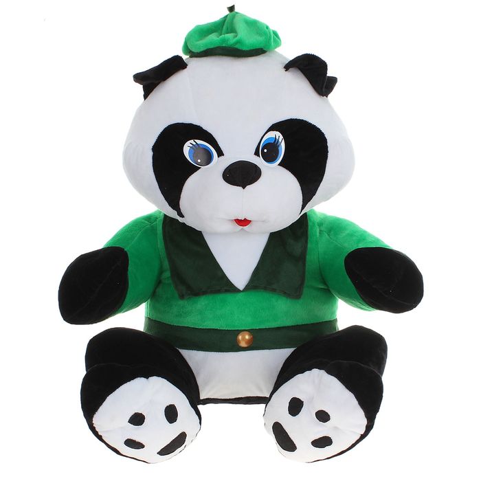 Мягкая игрушка "Панда большая в костюме", цвет зелёный