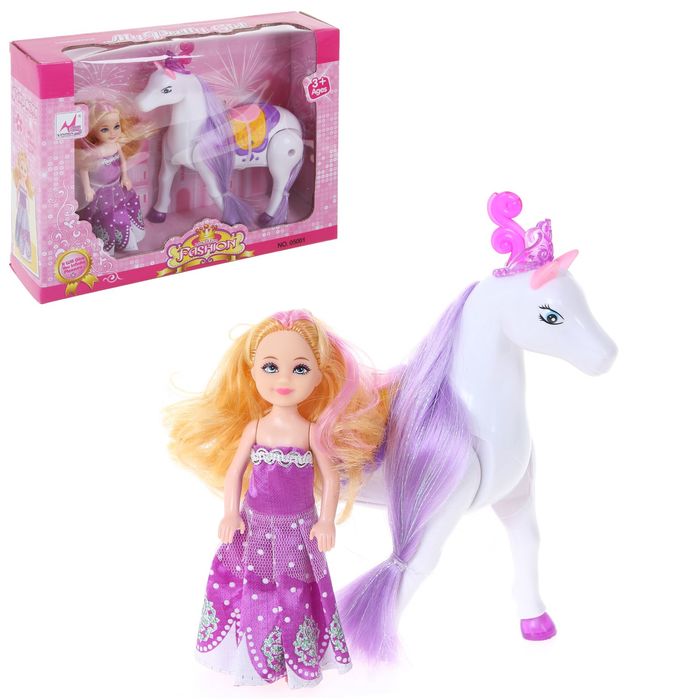 Набор игровой "Маленькая принцесса" с лошадкой и куклой, лошадка ходит