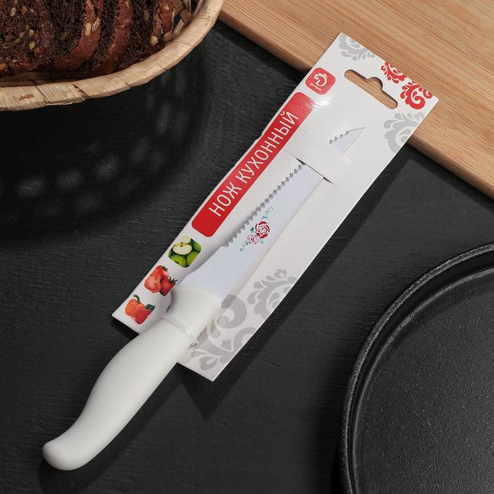 Нож с антиналипающим покрытием "Вайт" лезвие 12 см зубчатое