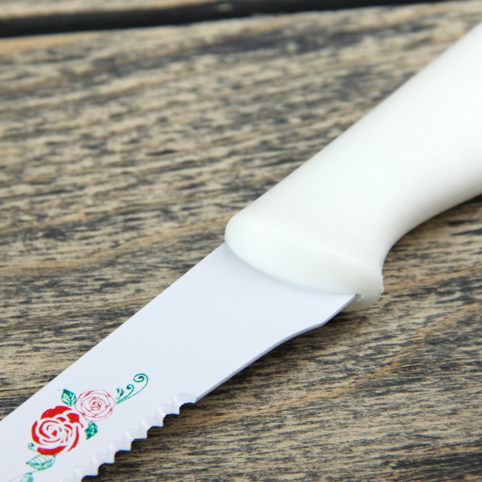 Нож с антиналипающим покрытием "Вайт" лезвие 12 см зубчатое