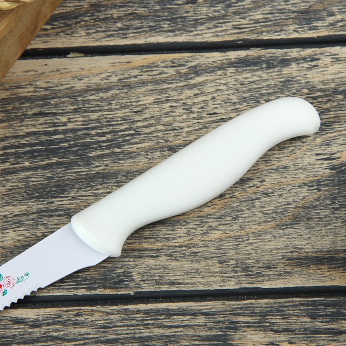 Нож с антиналипающим покрытием "Вайт" лезвие 12 см зубчатое