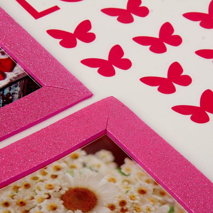 Наклейка-фоторамка "Сердечность" с блёстками, МИКС