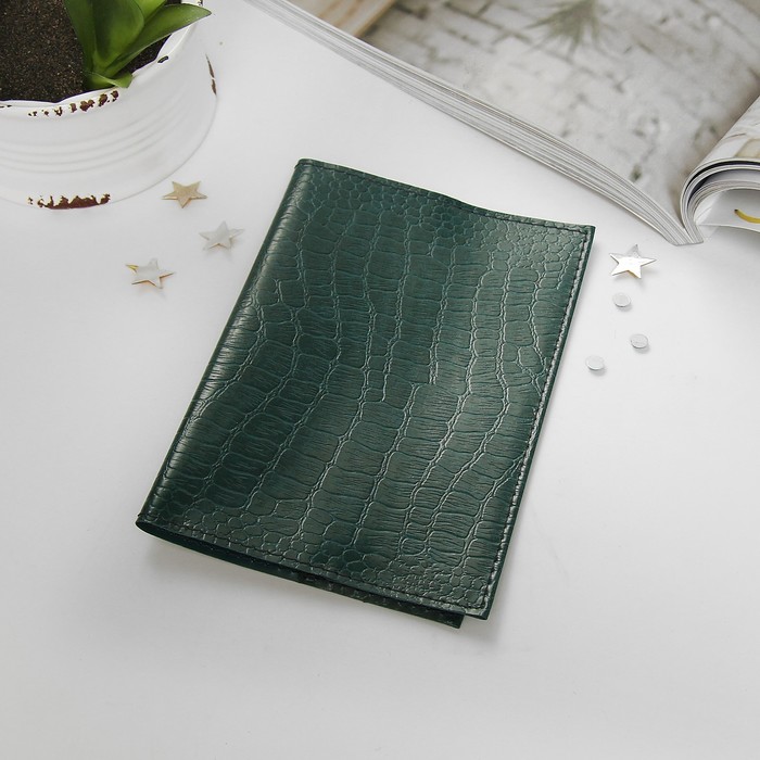 Обложка для паспорта ультратонкая, зелёная рептилия