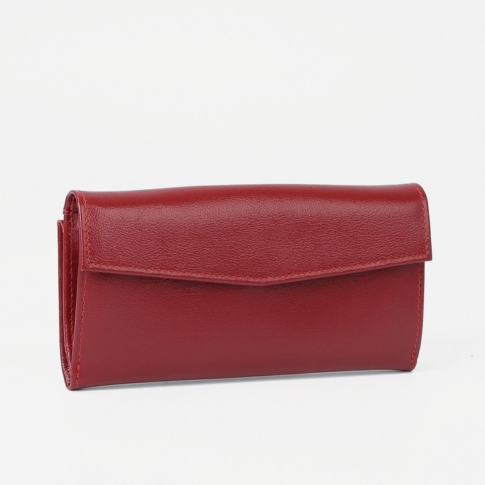 Кошелёк женский на клапане, 3 отделения, отдел для монет, цвет красный матовый