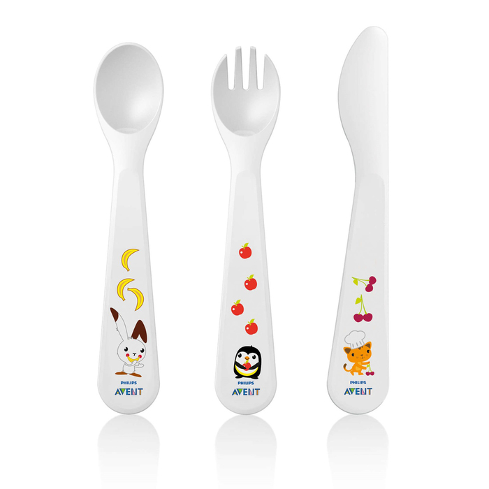 Набор столовых приборов, 3 предмета: ложка, вилка, ножик, от 18 мес.