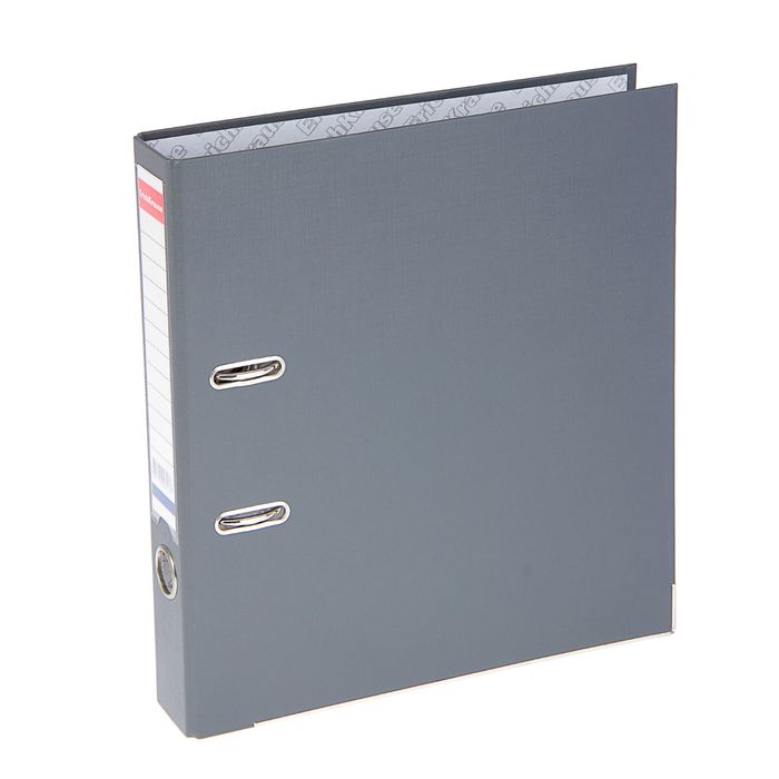 Папка-регистратор А4, 50мм "Бизнес", разборный, серый, пластиковый карман, металлический кант, картон 2мм, вместимость 350 листов