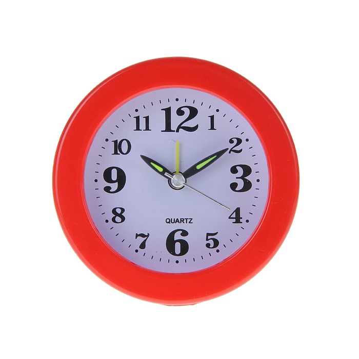 Будильник круг бел циферблат, стрелки светятся микс d=10 см