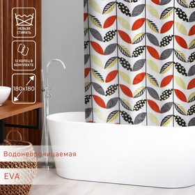 Штора для ванной комнаты Доляна «Листочки», 180×180 см, EVA