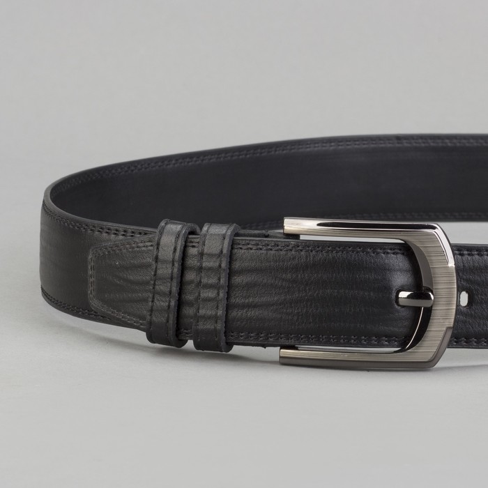 Ремень мужской, винт, пряжка под металл, ширина - 3см, чёрный