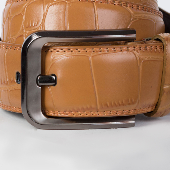 Ремень мужской, винт, пряжка под металл, ширина - 3,5см, жёлтый