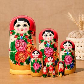 Матрёшка «Русская красавица», красный платок, 9 кукольная, 20 - 22см Ош