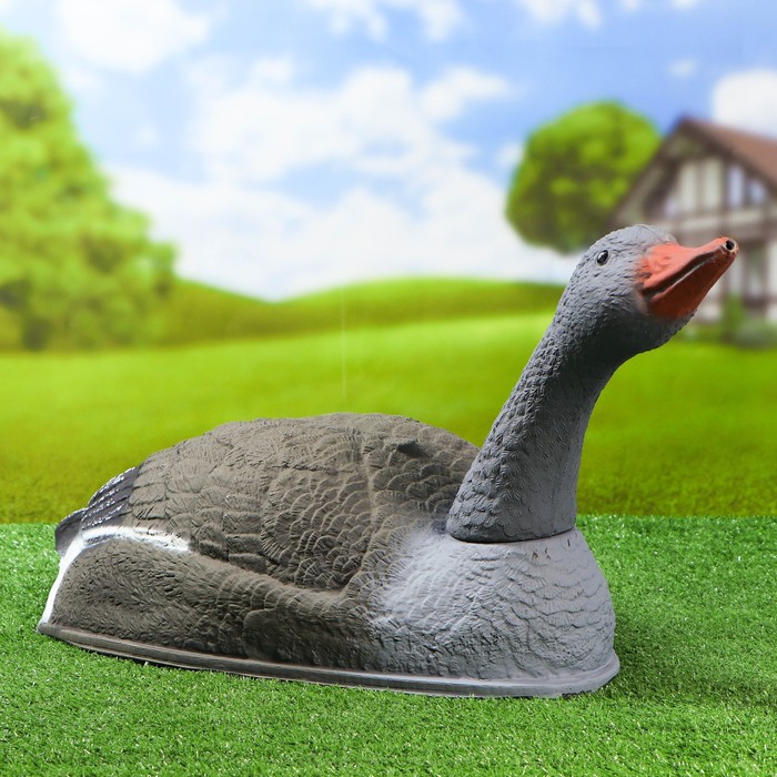 Фигура подсадная "Курлыкающий гусь" серая, полукорпус