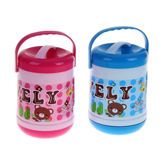 Ланч-бокс "Детский час", 1,4 л, внутри стекло, 2 ёмкости, микс