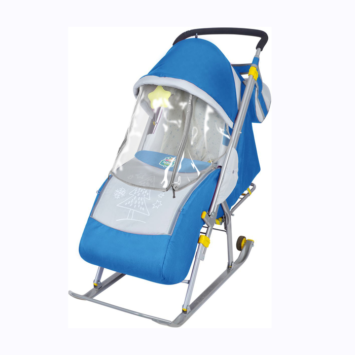 Санки-коляска "Ника детям 4", с прорезиненными колёсами, цвет: МИКС