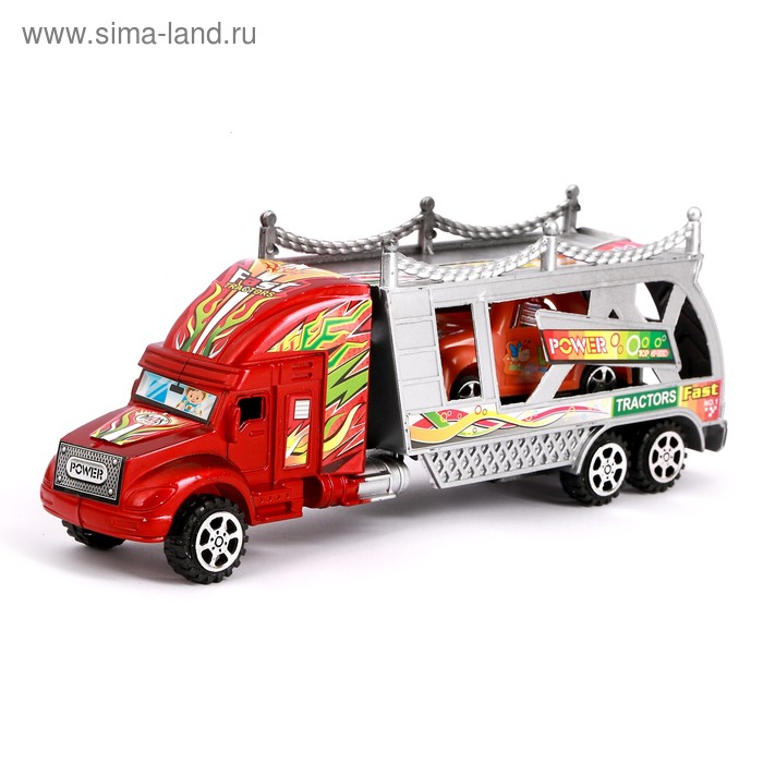 Грузовик инерционный «Автовоз», с машинкой, цвета МИКС
