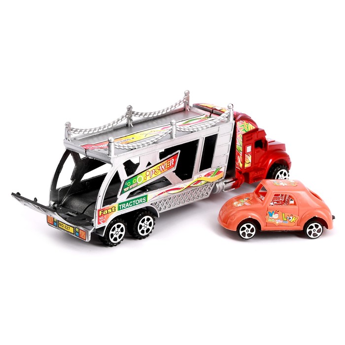 Грузовик инерционный "Автовоз", с машинкой, цвета МИКС