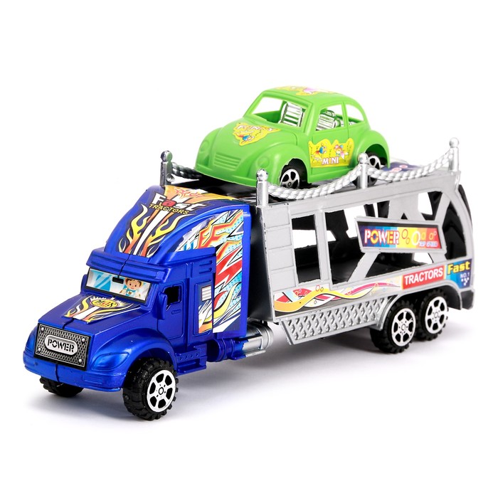 Грузовик инерционный "Автовоз", с машинкой, цвета МИКС