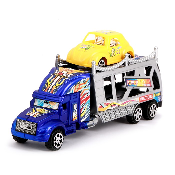 Грузовик инерционный "Автовоз", с машинкой, цвета МИКС