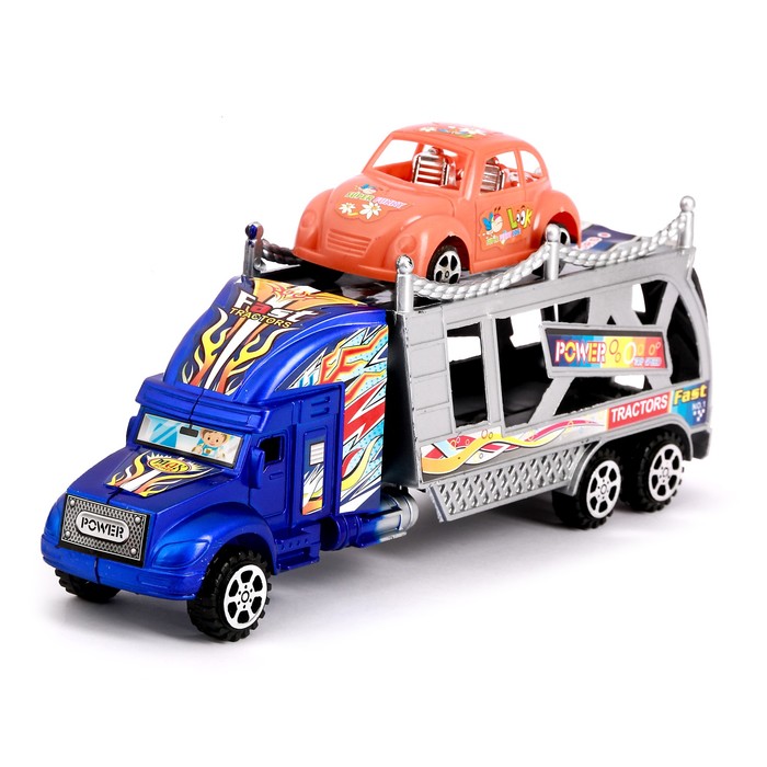 Грузовик инерционный "Автовоз", с машинкой, цвета МИКС
