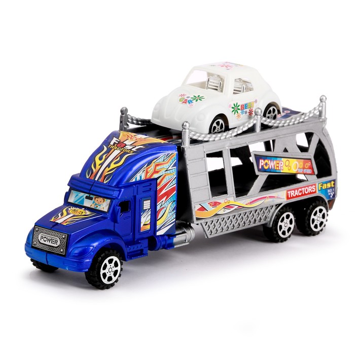 Грузовик инерционный "Автовоз", с машинкой, цвета МИКС