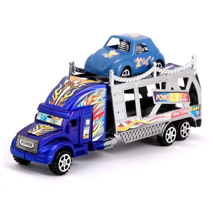 Грузовик инерционный "Автовоз", с машинкой, цвета МИКС