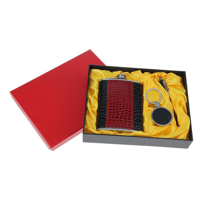 Подарочный набор 3 в 1 "Два цвета": фляжка 240 мл + ручка и брелок